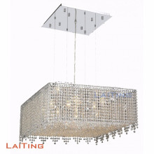 bon marché rectangle en cristal en gros accrochant le lustre pendant de lustre pour des restaurants